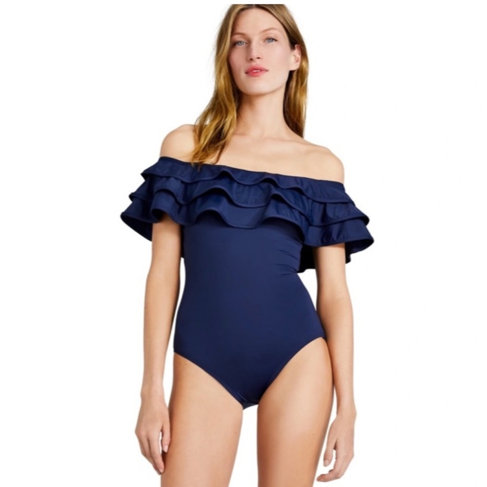 Kate Spade Palm Beach Ruffle Off-the-shoulder One-piece